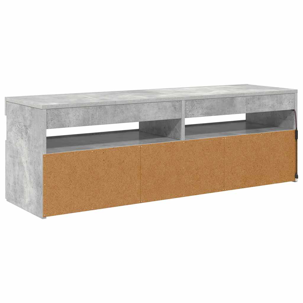 Meuble TV avec lumières LED gris béton 120x35x40 cm - XIOS