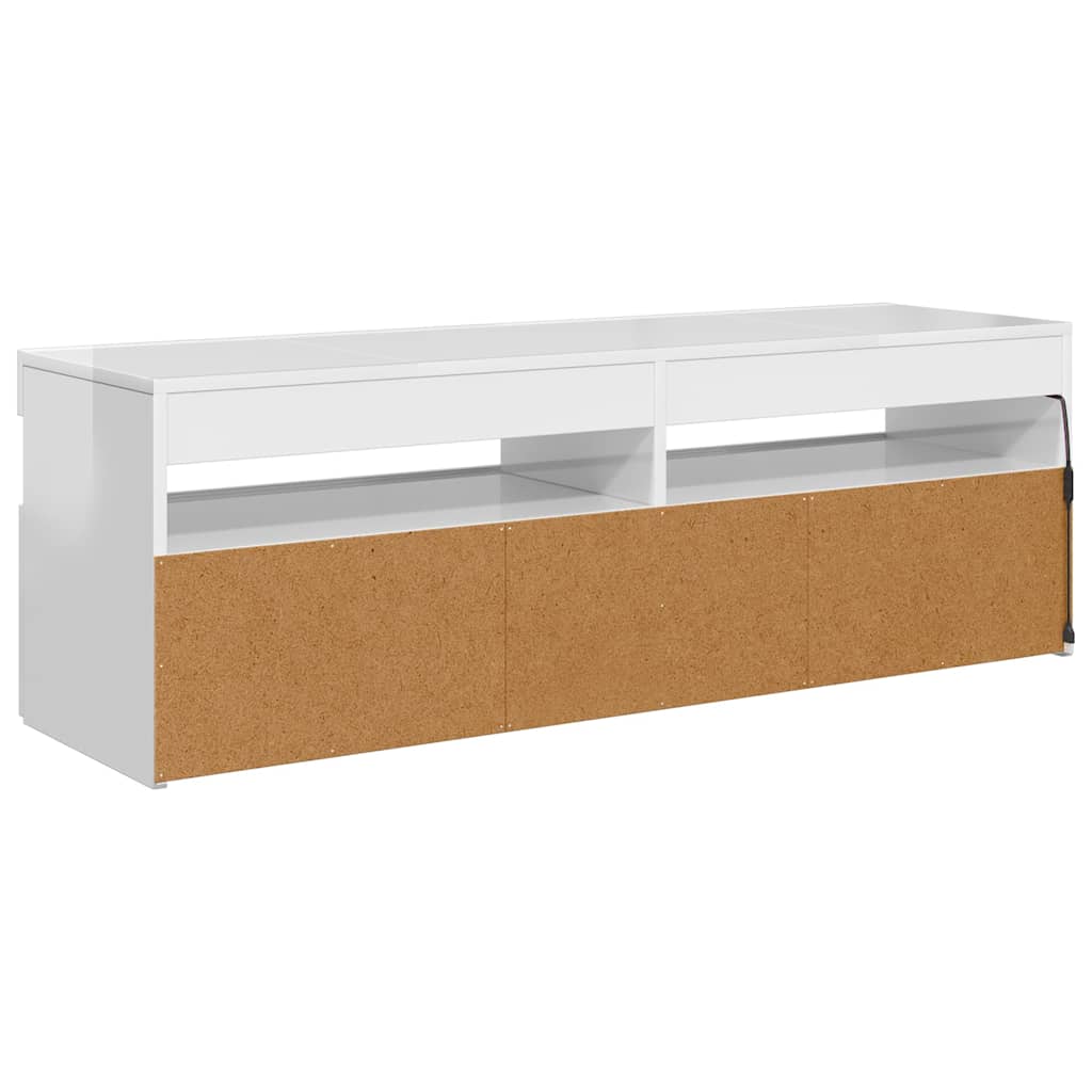 Meuble TV avec lumières LED blanc brillant 120x35x40 cm - XIOS