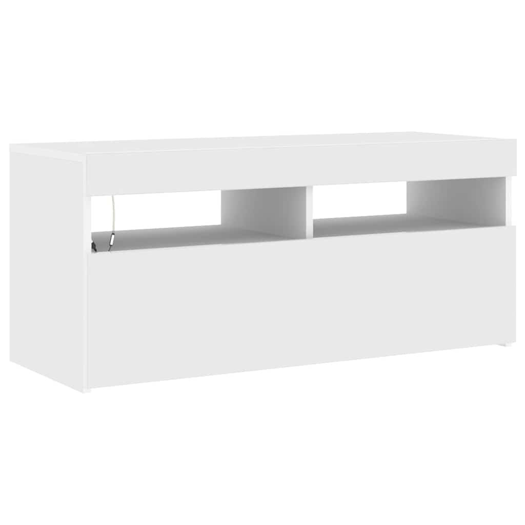 Meuble TV avec lumières LED blanc 90x35x40 cm - XIOS