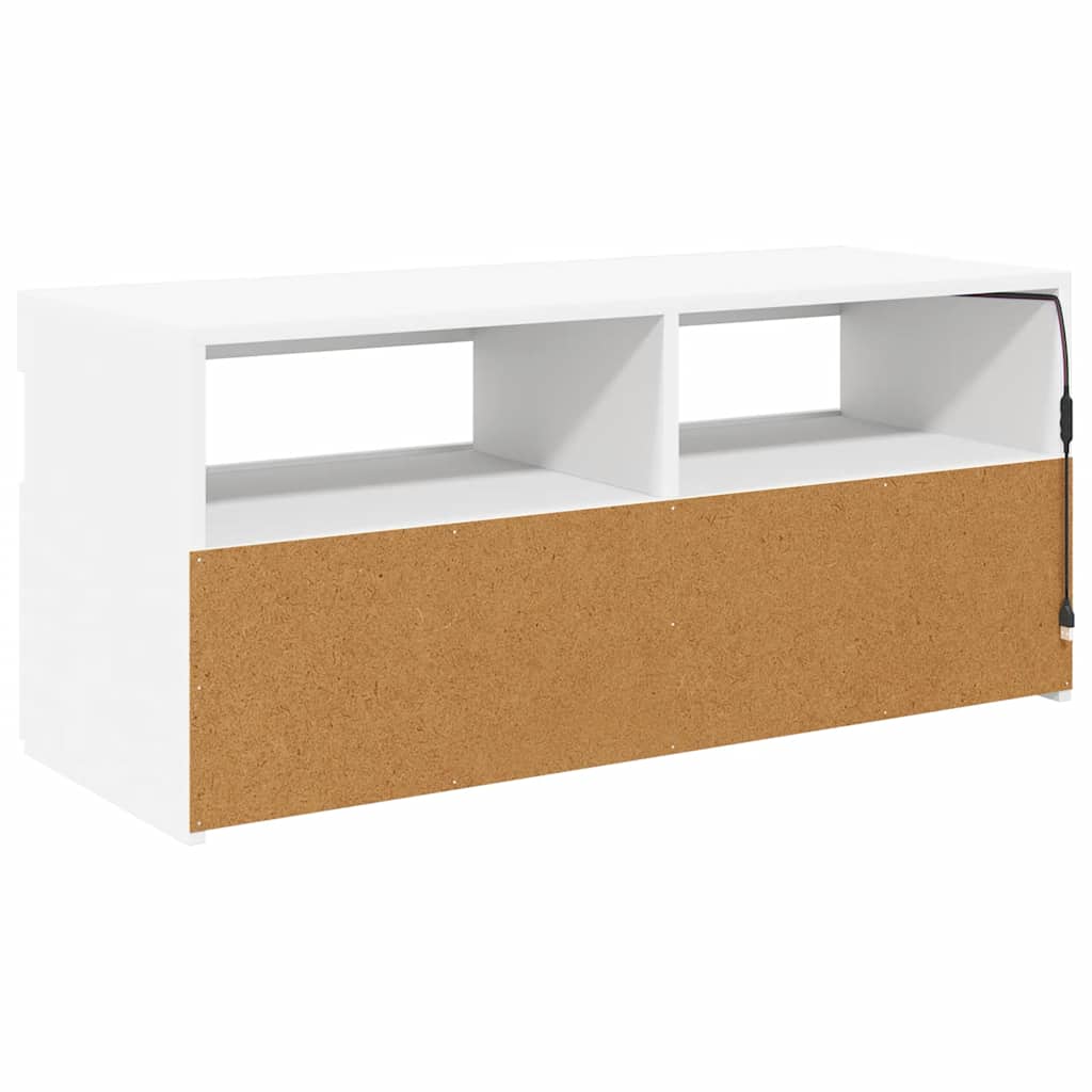 Meuble TV avec lumières LED blanc 90x35x40 cm - XIOS