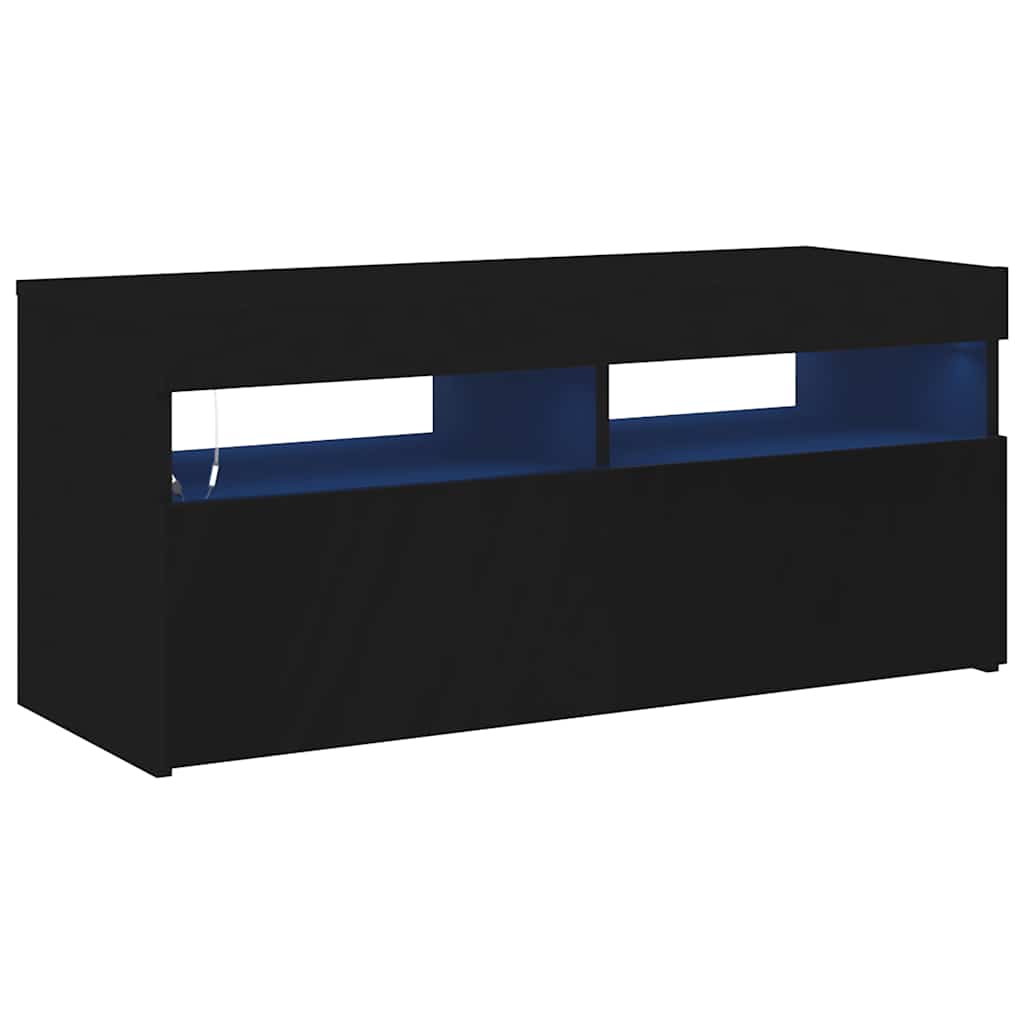 Meuble TV avec lumières LED noir 90x35x40 cm - XIOS