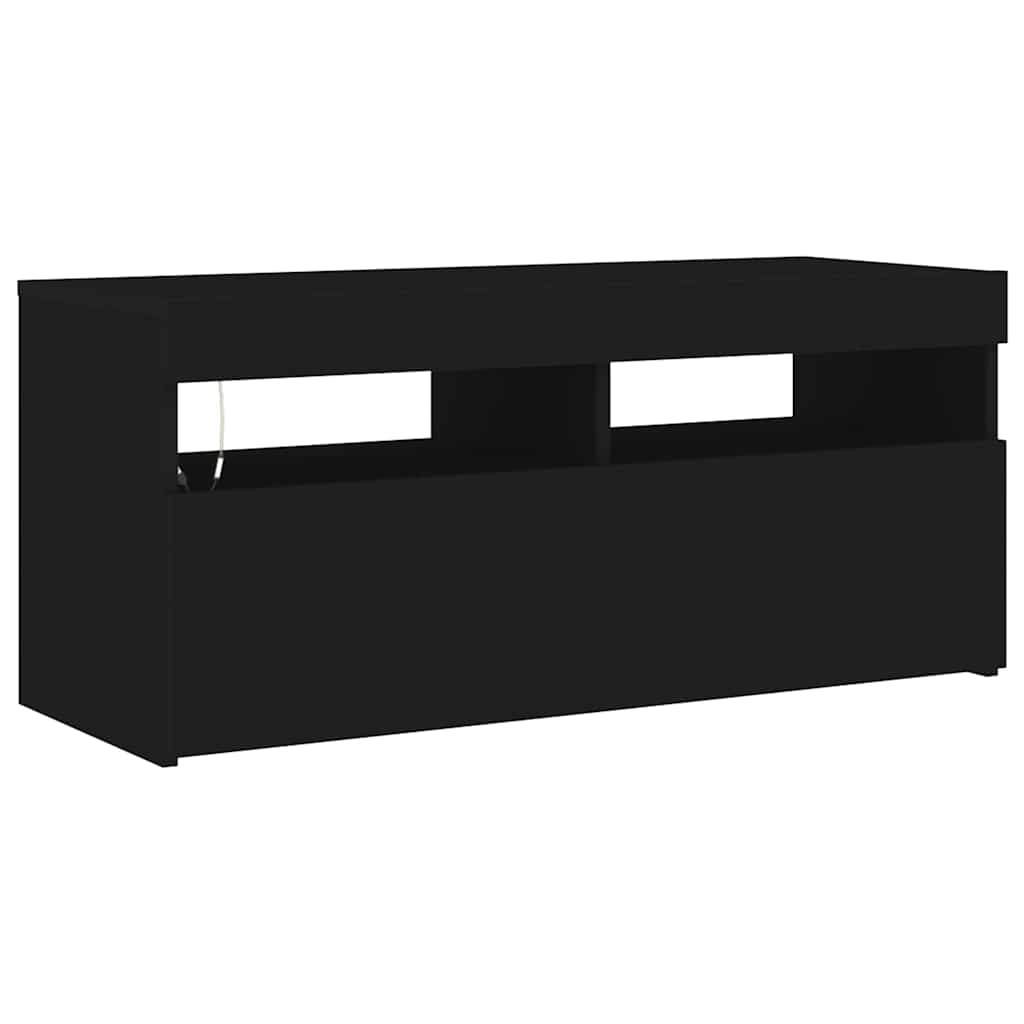 Meuble TV avec lumières LED noir 90x35x40 cm - XIOS