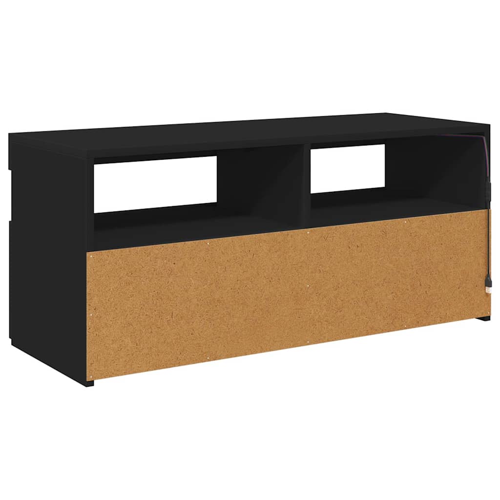 Meuble TV avec lumières LED noir 90x35x40 cm - XIOS