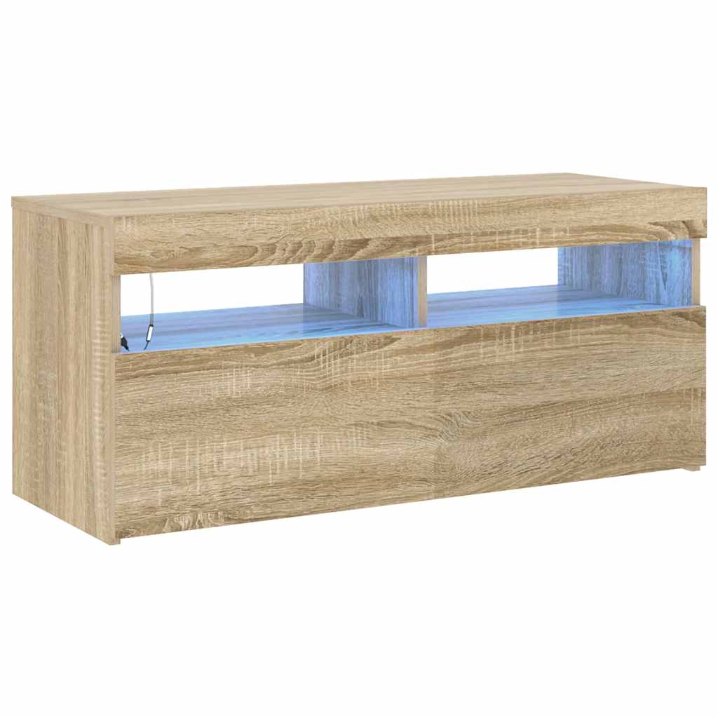 Meuble TV avec lumières LED chêne sonoma 90x35x40 cm - XIOS