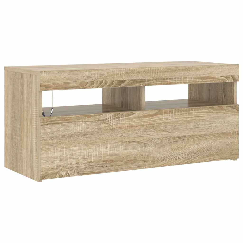 Meuble TV avec lumières LED chêne sonoma 90x35x40 cm - XIOS