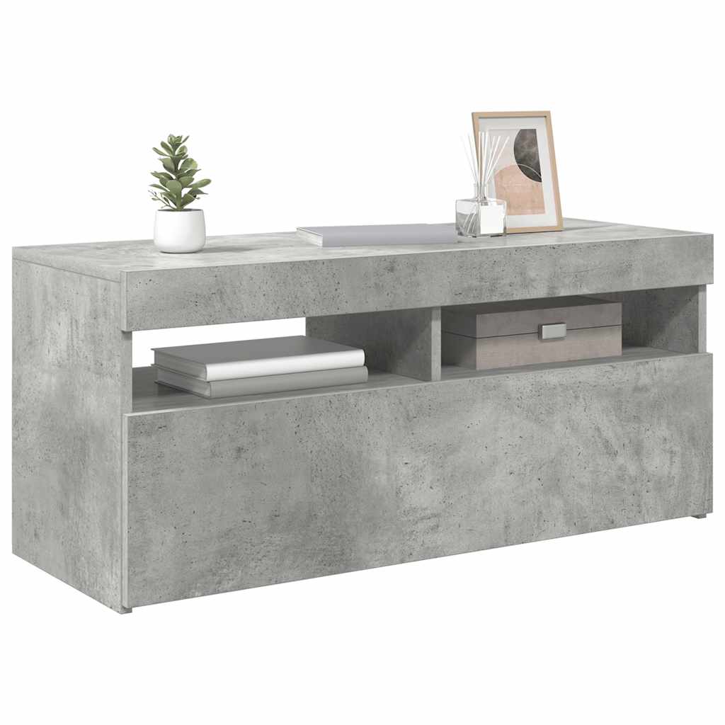 Meuble TV avec lumières LED gris béton 90x35x40 cm - XIOS