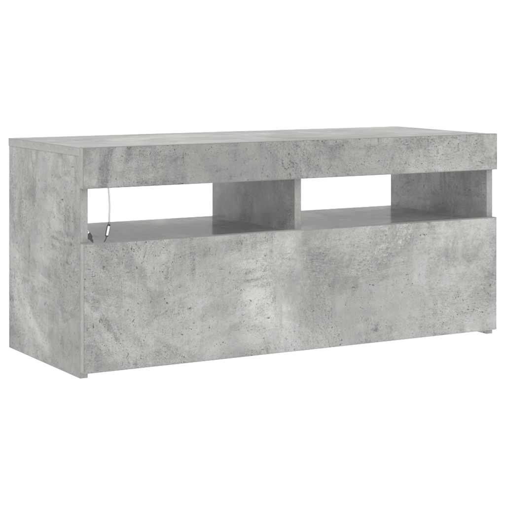 Meuble TV avec lumières LED gris béton 90x35x40 cm - XIOS