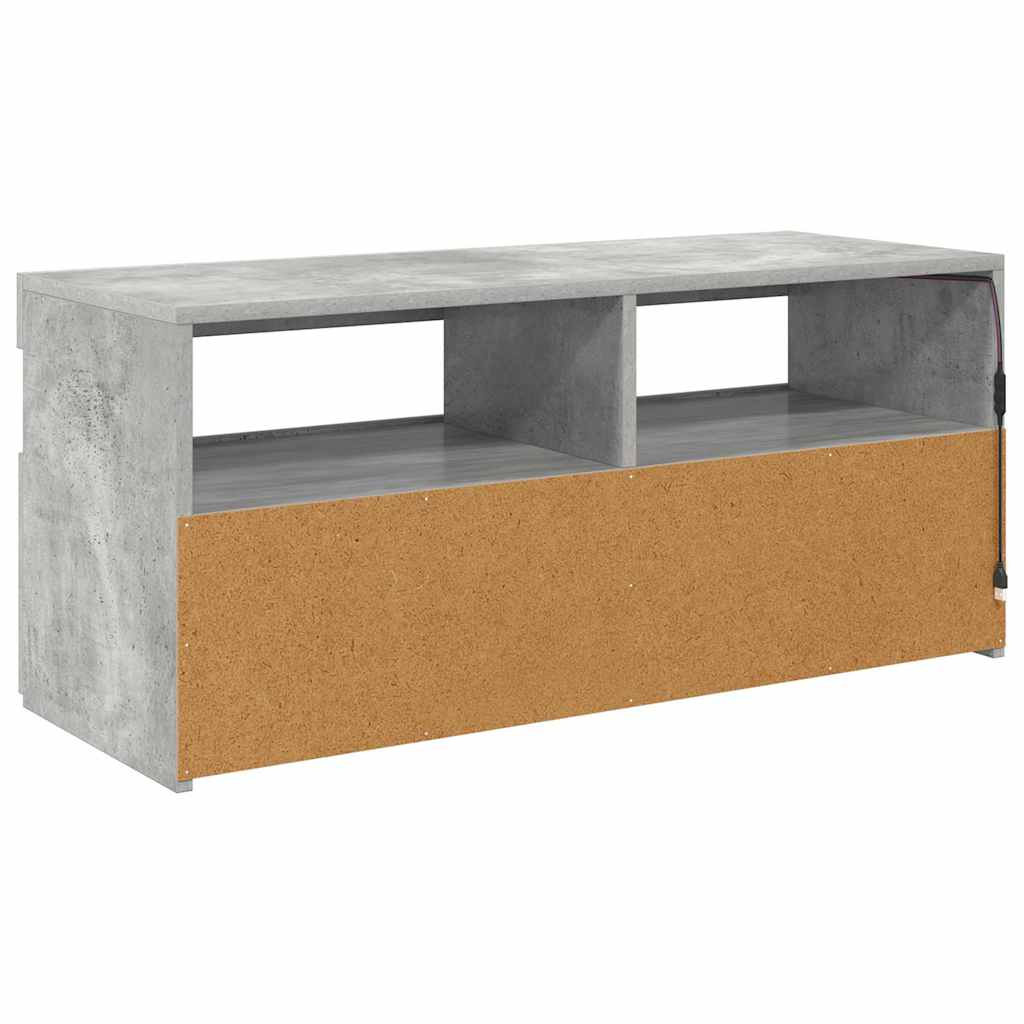 Meuble TV avec lumières LED gris béton 90x35x40 cm - XIOS