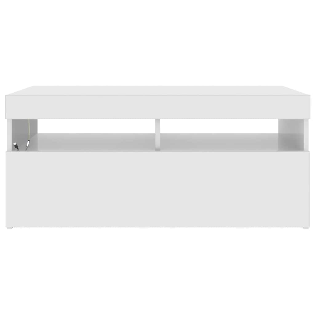 Meuble TV avec lumières LED blanc brillant 90x35x40 cm - XIOS