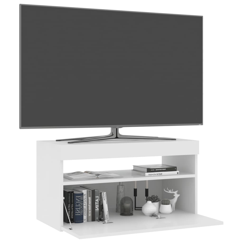 Meuble TV avec lumières LED Blanc 75x35x40 cm Meubles TV vidaXL   