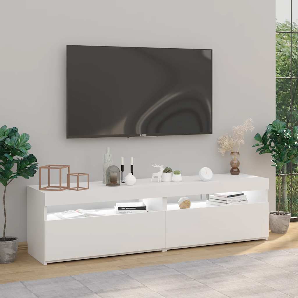 Meubles TV 2 pcs avec lumières LED Blanc 75x35x40 cm - XIOS
