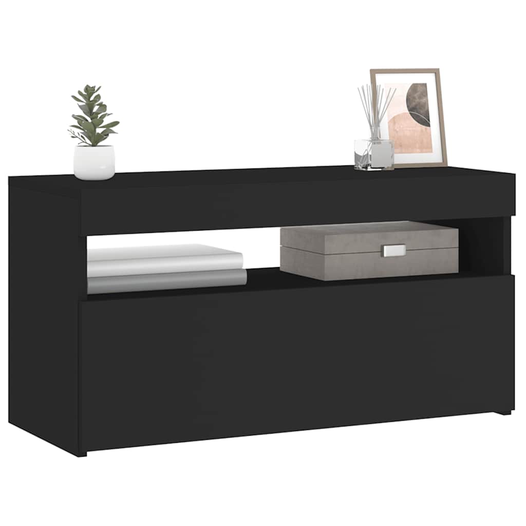 Meuble TV avec lumières LED Noir 75x35x40 cm - XIOS