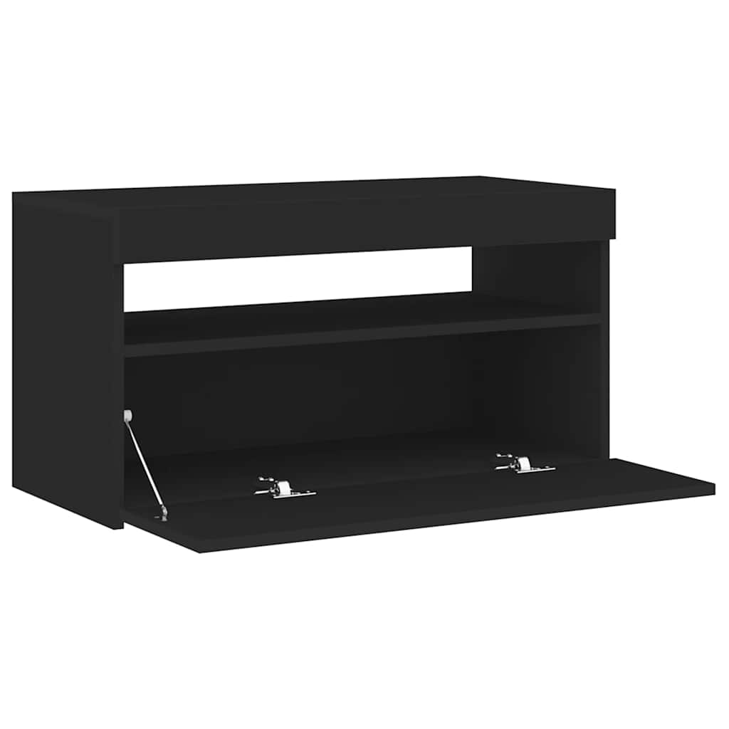 Meuble TV avec lumières LED Noir 75x35x40 cm - XIOS