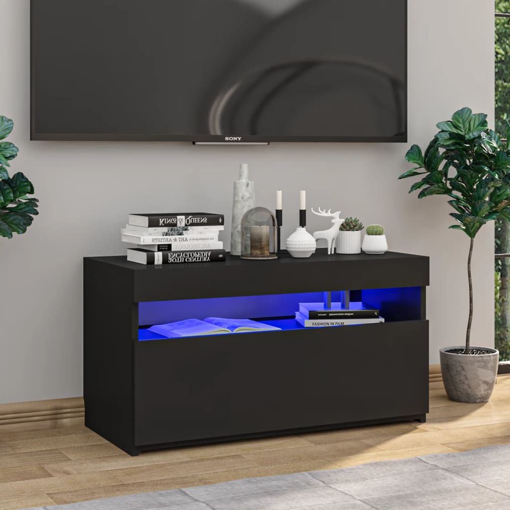 Meuble TV avec lumières LED Noir 75x35x40 cm Meubles TV vidaXL   