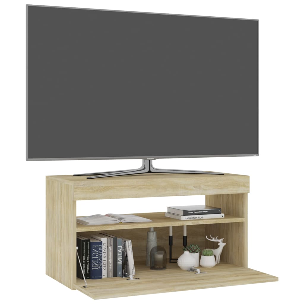 Meuble TV avec lumières LED Chêne sonoma 75x35x40 cm Meubles TV vidaXL   