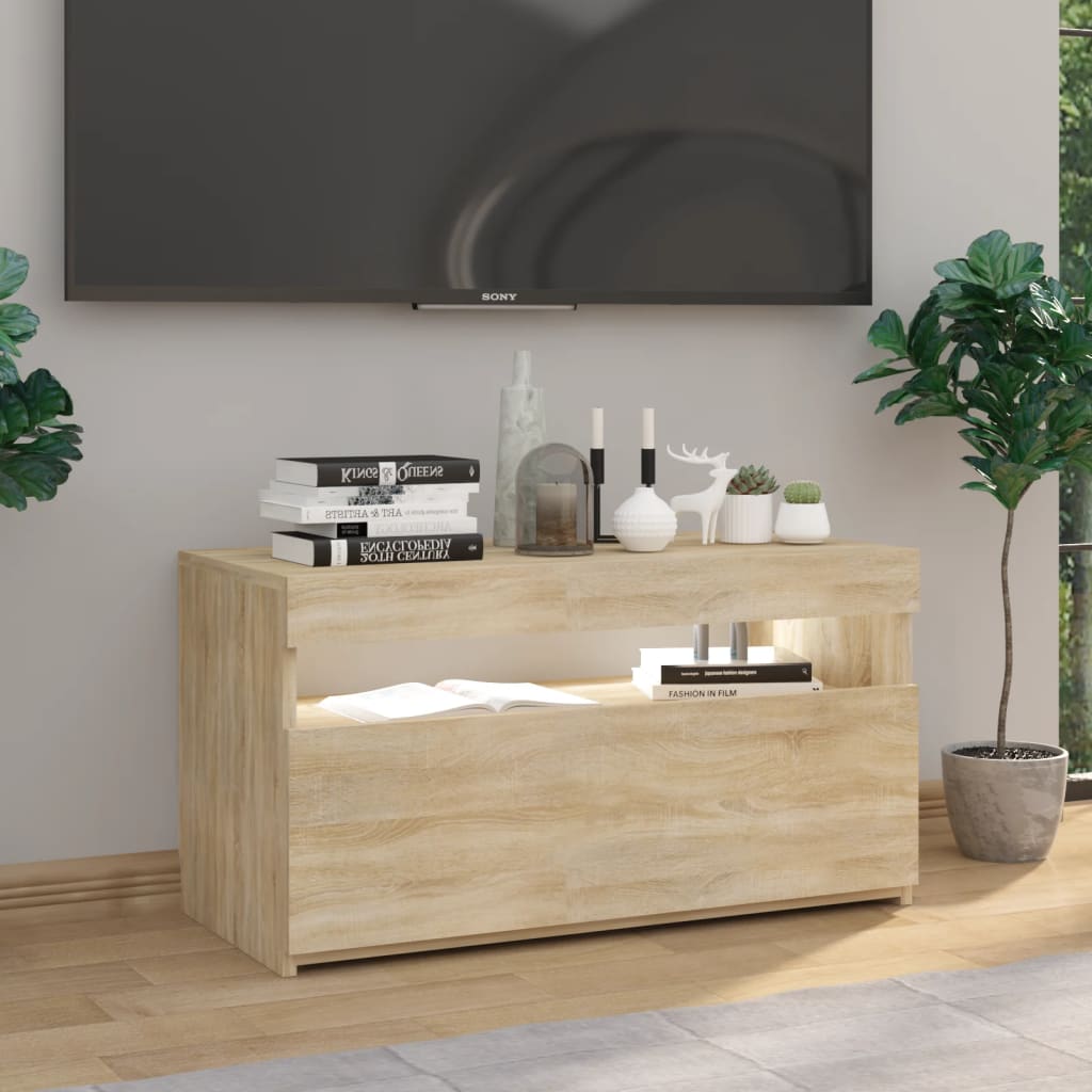 Meuble TV avec lumières LED Chêne sonoma 75x35x40 cm Meubles TV vidaXL   