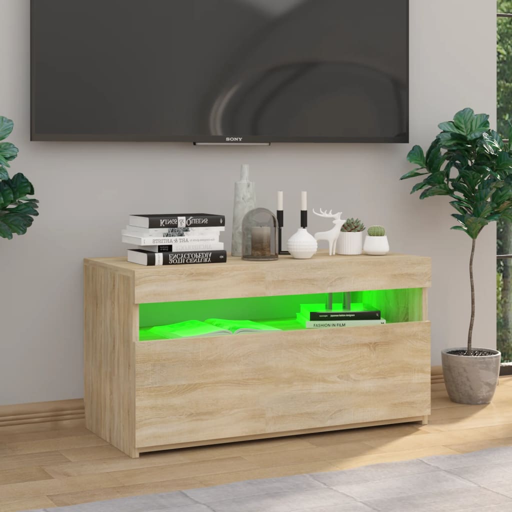 Meuble TV avec lumières LED Chêne sonoma 75x35x40 cm Meubles TV vidaXL   