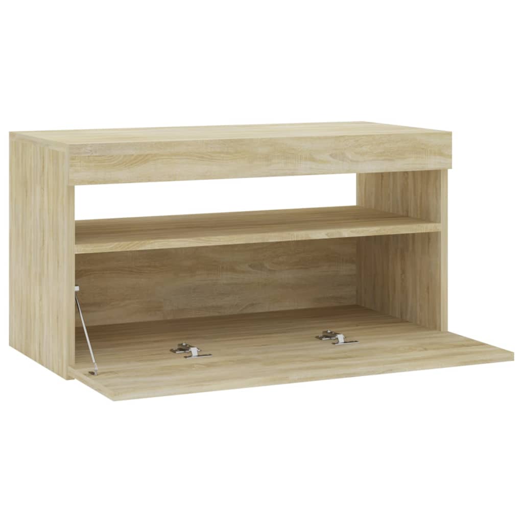 Meuble TV avec lumières LED Chêne sonoma 75x35x40 cm Meubles TV vidaXL   