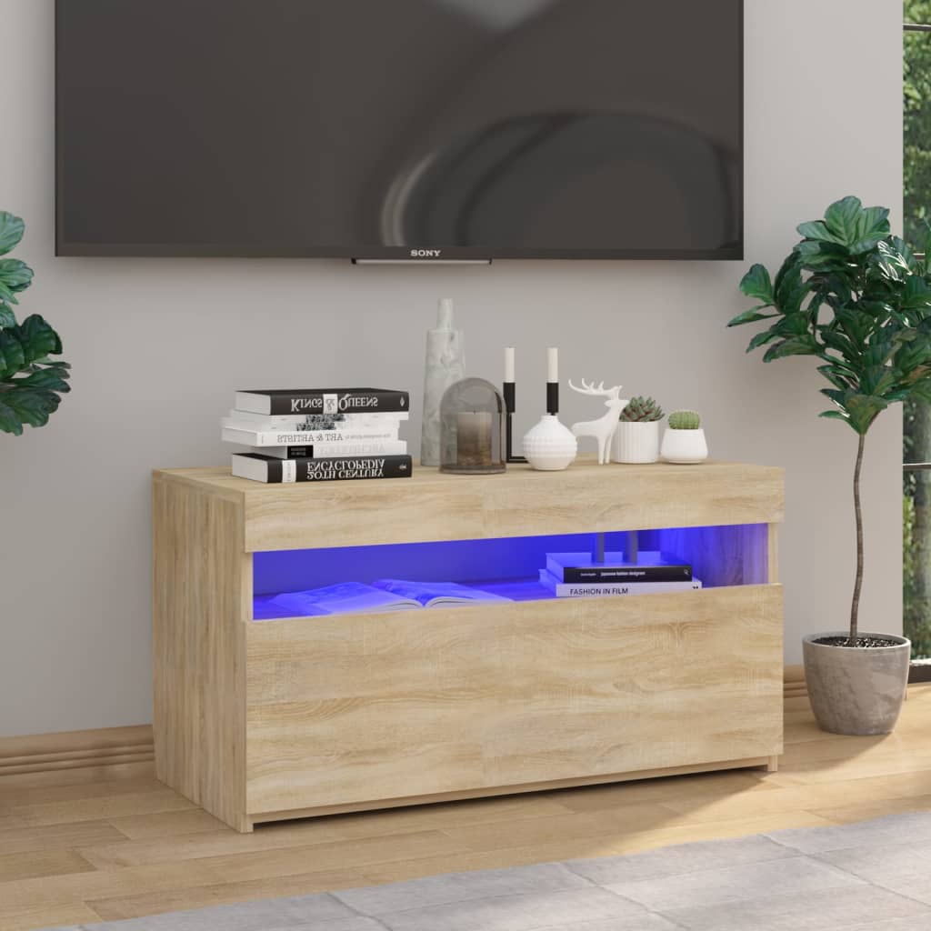 Meuble TV avec lumières LED Chêne sonoma 75x35x40 cm Meubles TV vidaXL   