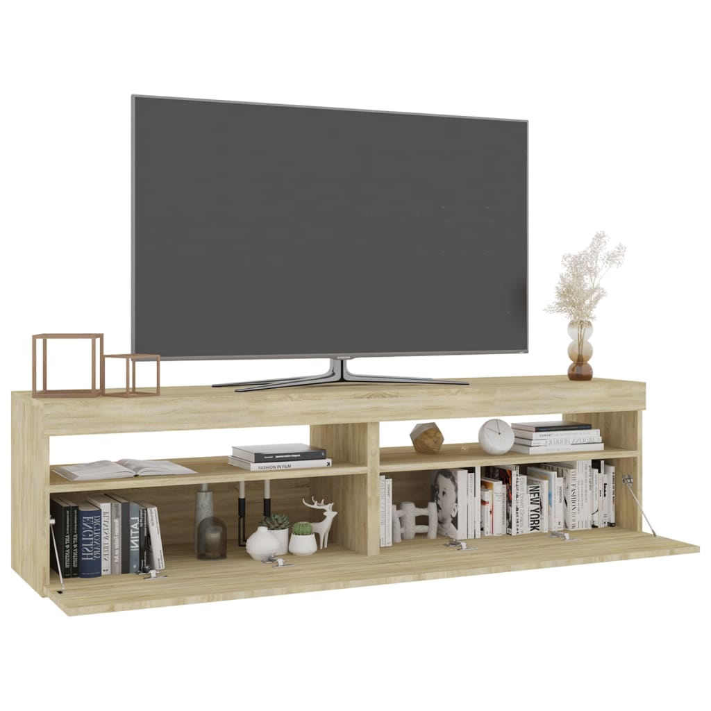 Meubles TV 2 pcs avec lumières LED Chêne sonoma 75x35x40 cm Meubles TV vidaXL   