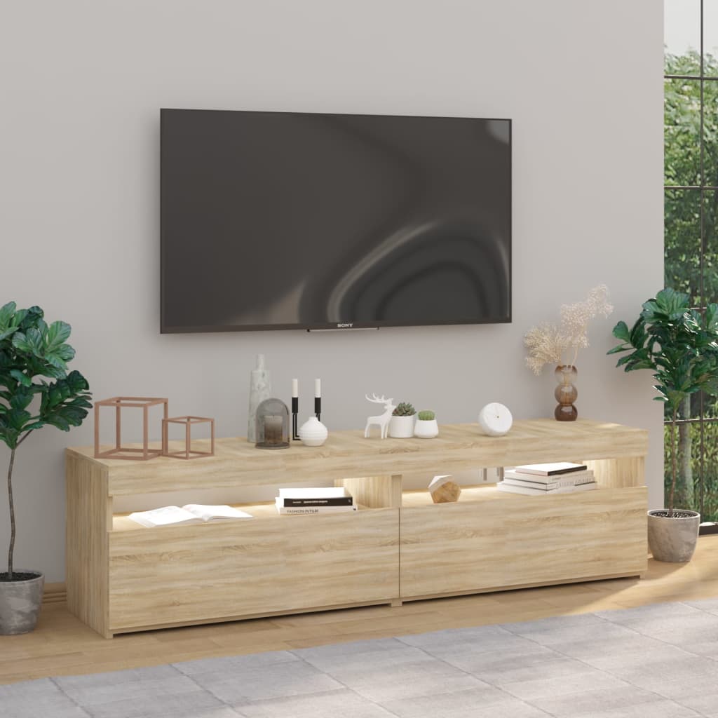 Meubles TV 2 pcs avec lumières LED Chêne sonoma 75x35x40 cm Meubles TV vidaXL   