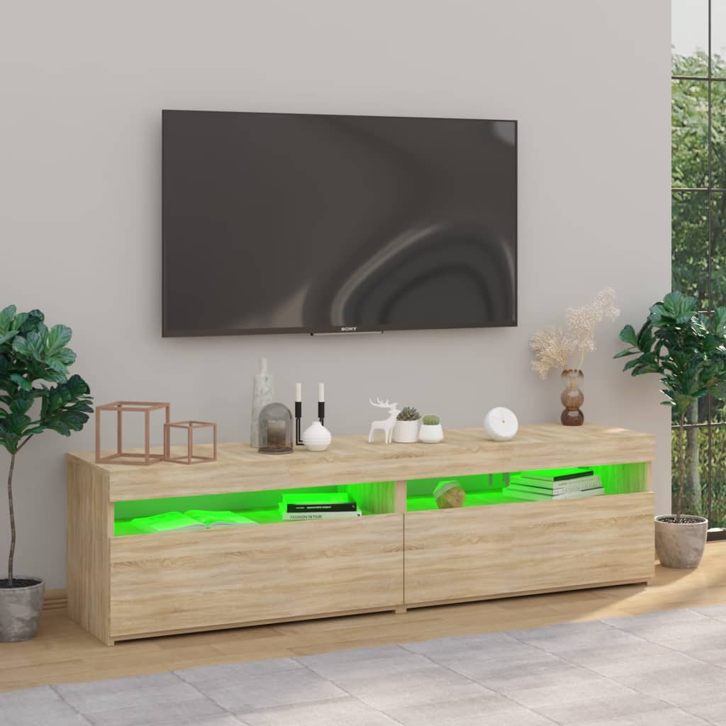 Meubles TV 2 pcs avec lumières LED Chêne sonoma 75x35x40 cm Meubles TV vidaXL   