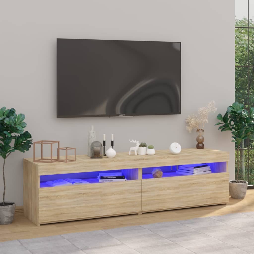 Meubles TV 2 pcs avec lumières LED Chêne sonoma 75x35x40 cm Meubles TV vidaXL   