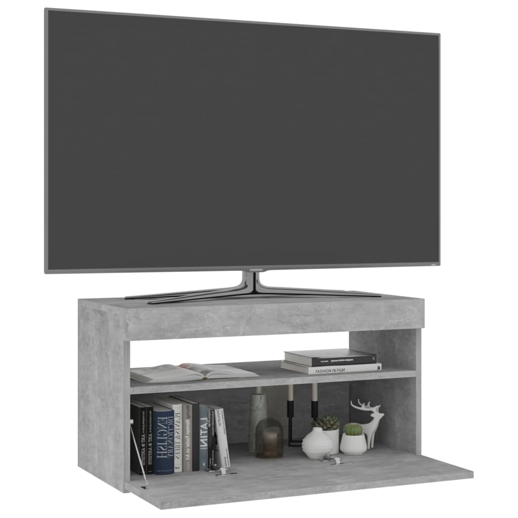 Meuble TV avec lumières LED Gris béton 75x35x40 cm Meubles TV vidaXL   