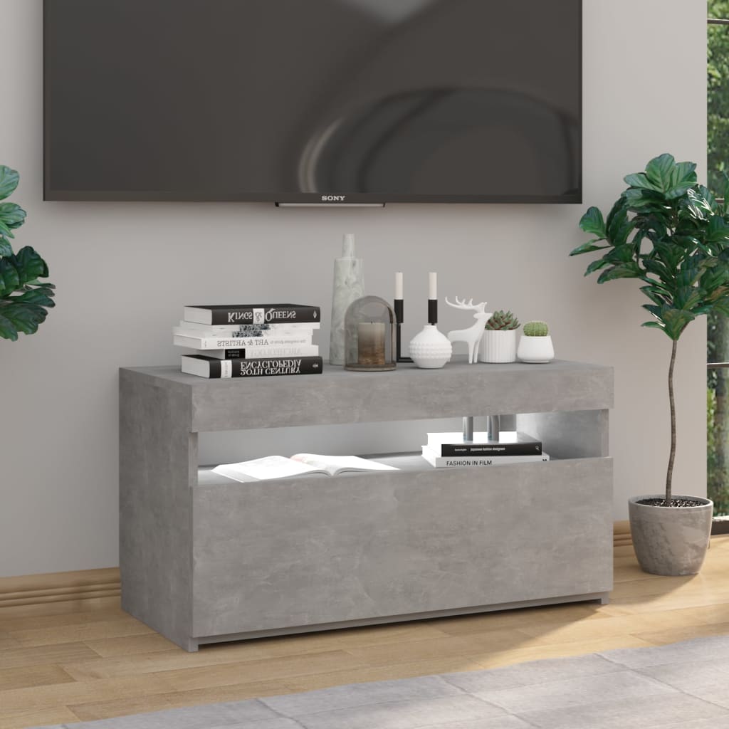Meuble TV avec lumières LED Gris béton 75x35x40 cm Meubles TV vidaXL   