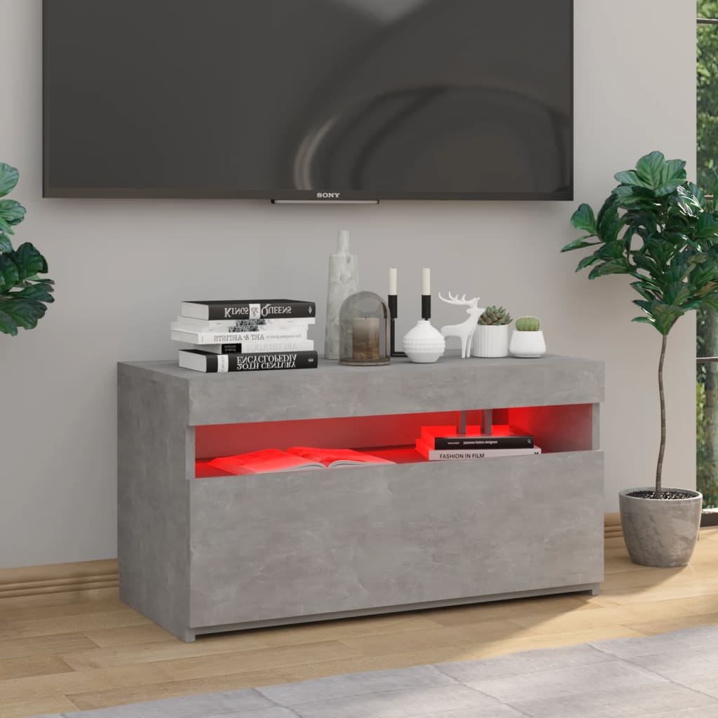 Meuble TV avec lumières LED Gris béton 75x35x40 cm Meubles TV vidaXL   