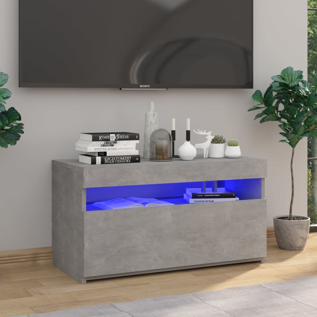 Meuble TV avec lumières LED Gris béton 75x35x40 cm Meubles TV vidaXL   