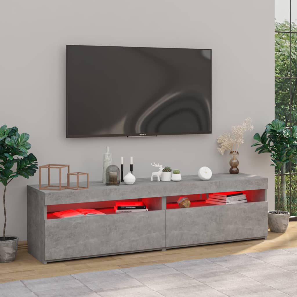Meubles TV 2 pcs avec lumières LED Gris béton 75x35x40 cm Meubles TV vidaXL   