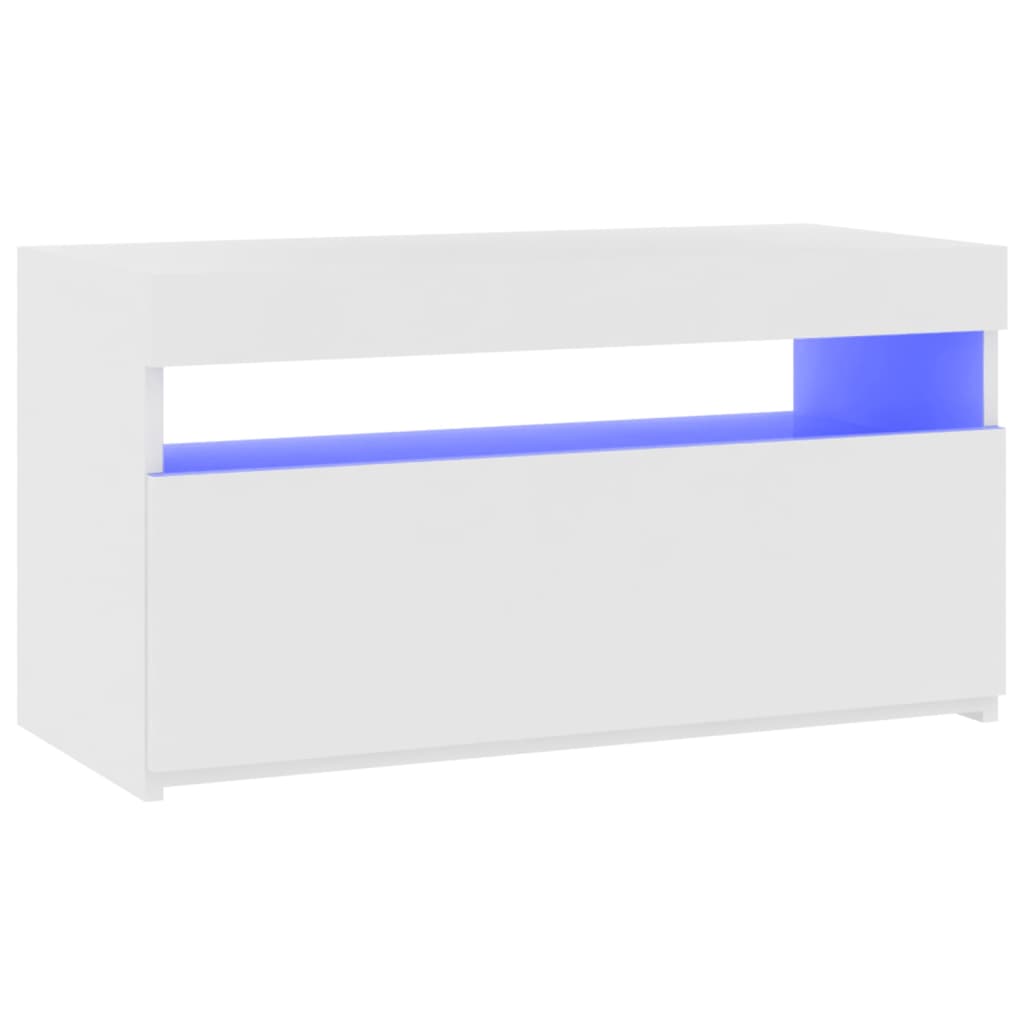 Meuble TV avec lumières LED Blanc brillant 75x35x40 cm Meubles TV vidaXL   
