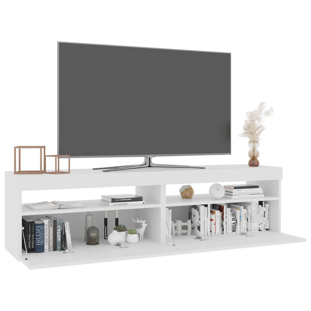 Meubles TV 2 pcs avec lumières LED Blanc brillant 75x35x40 cm Meubles TV vidaXL   