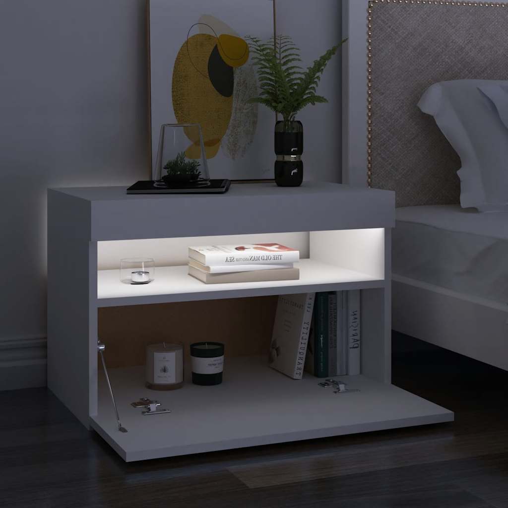 Meuble TV avec lumières LED blanc 60x35x40 cm - XIOS