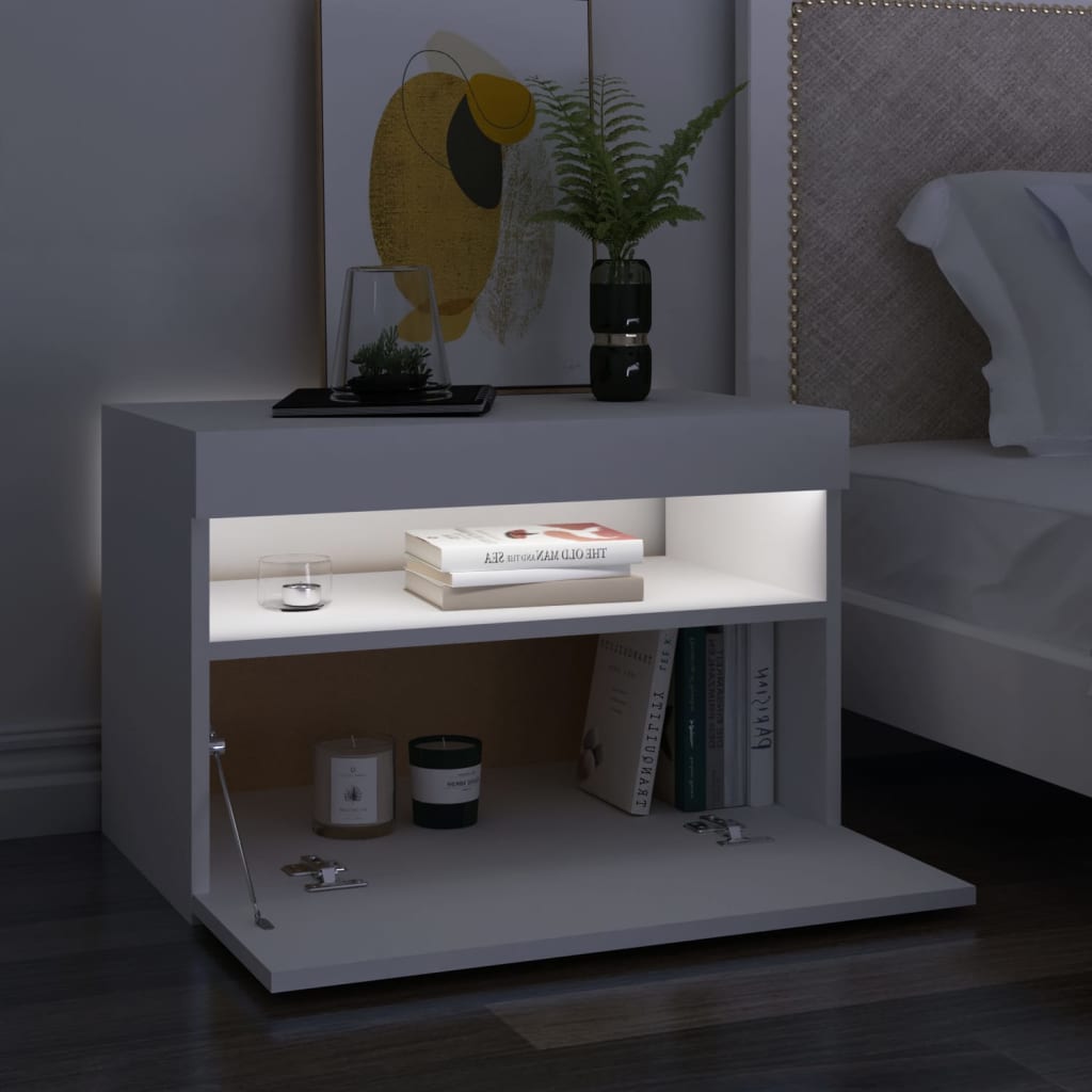 Meuble TV avec lumières LED blanc 60x35x40 cm - XIOS
