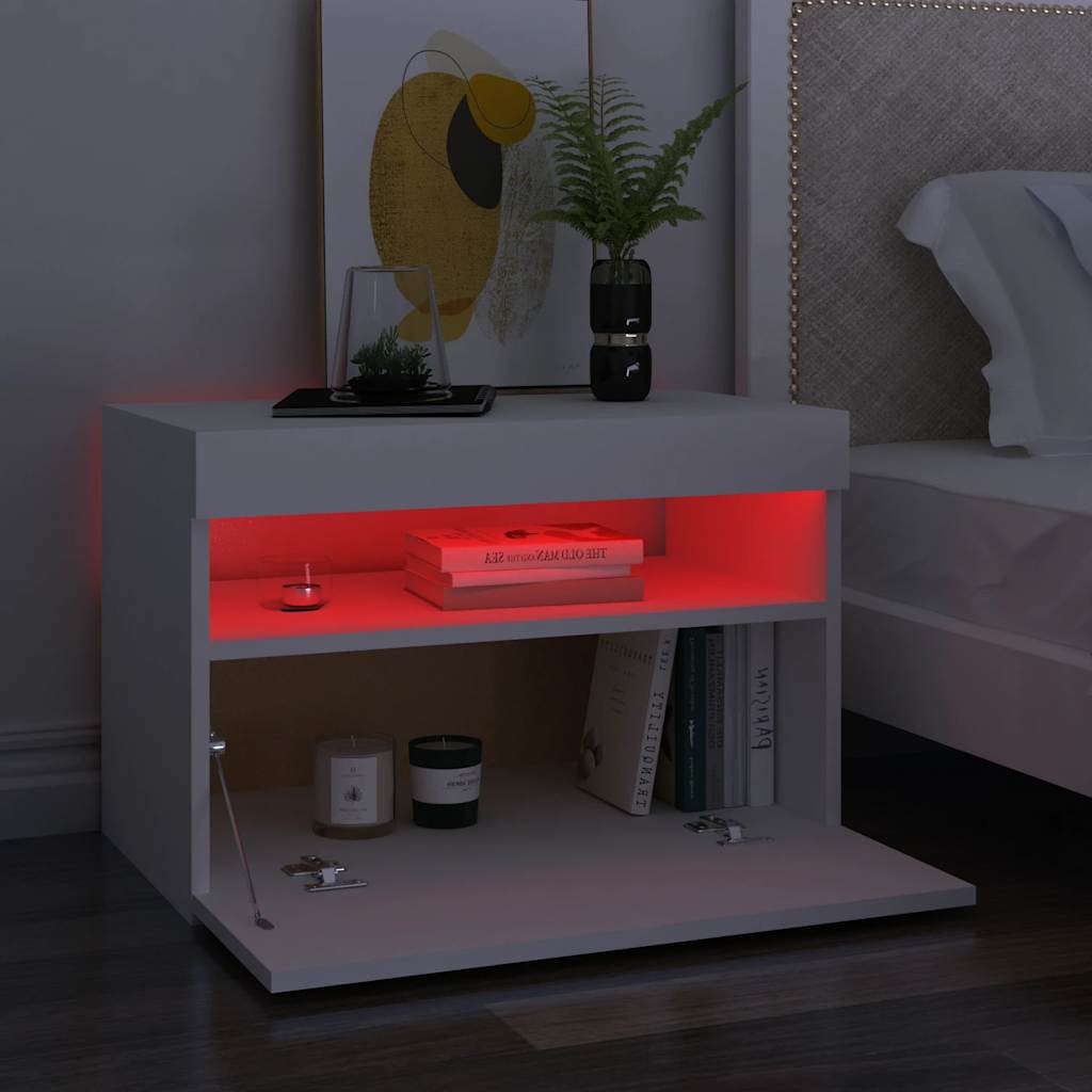 Meuble TV avec lumières LED blanc 60x35x40 cm - XIOS