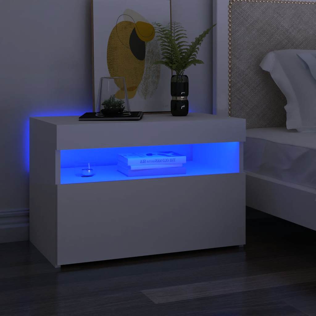 Meuble TV avec lumières LED blanc 60x35x40 cm - XIOS