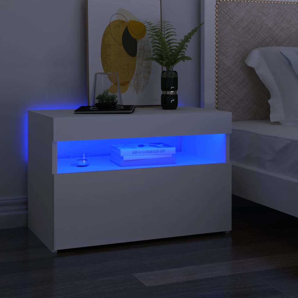 Meuble TV avec lumières LED blanc 60x35x40 cm - XIOS