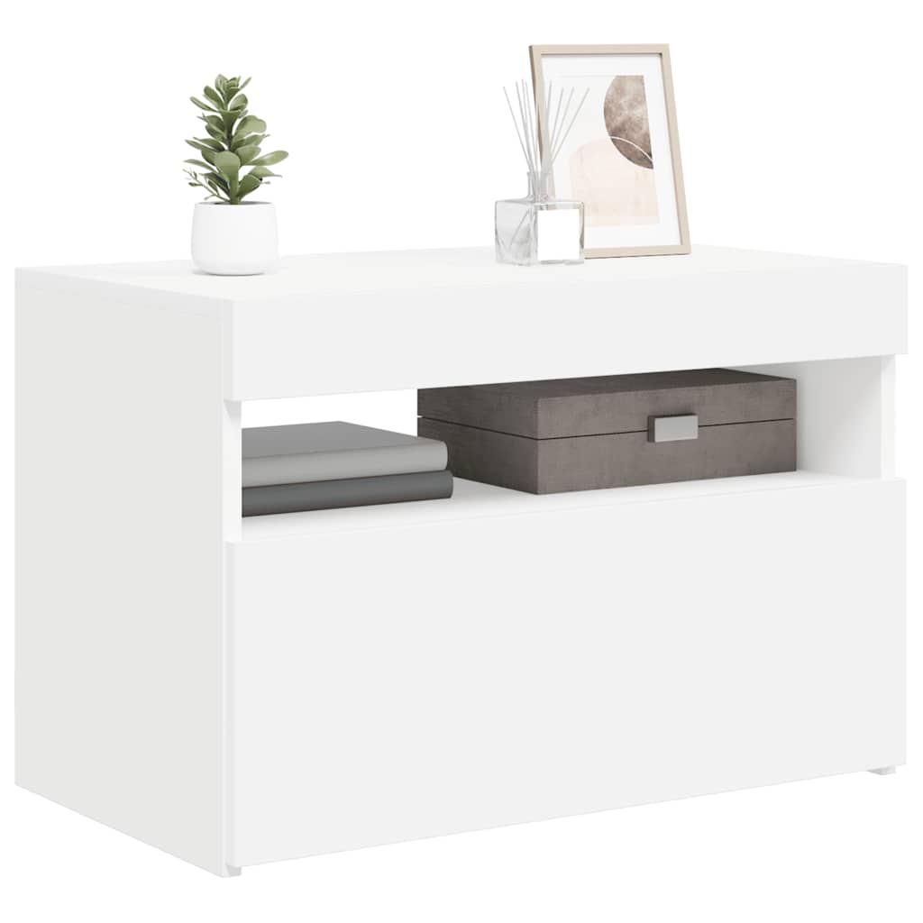 Meuble TV avec lumières LED blanc 60x35x40 cm - XIOS
