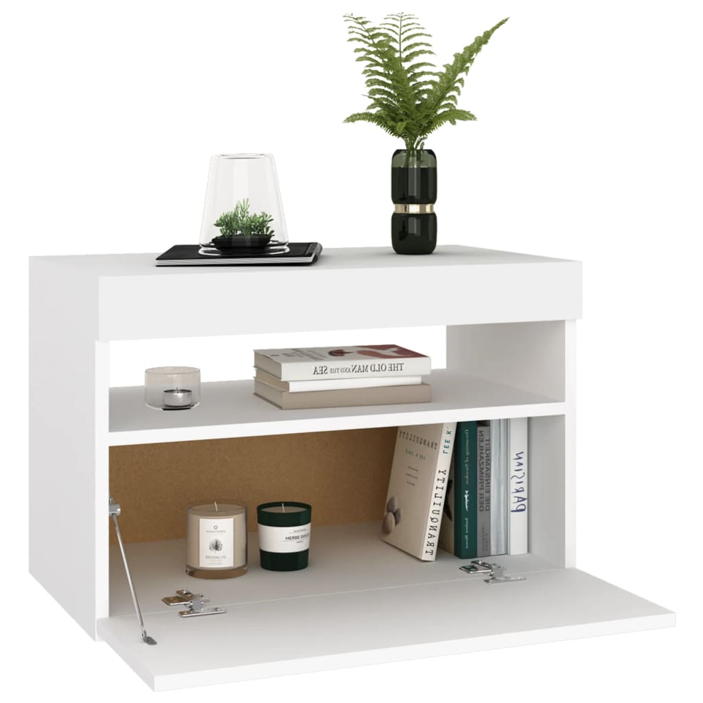 Meuble TV avec lumières LED blanc 60x35x40 cm - XIOS