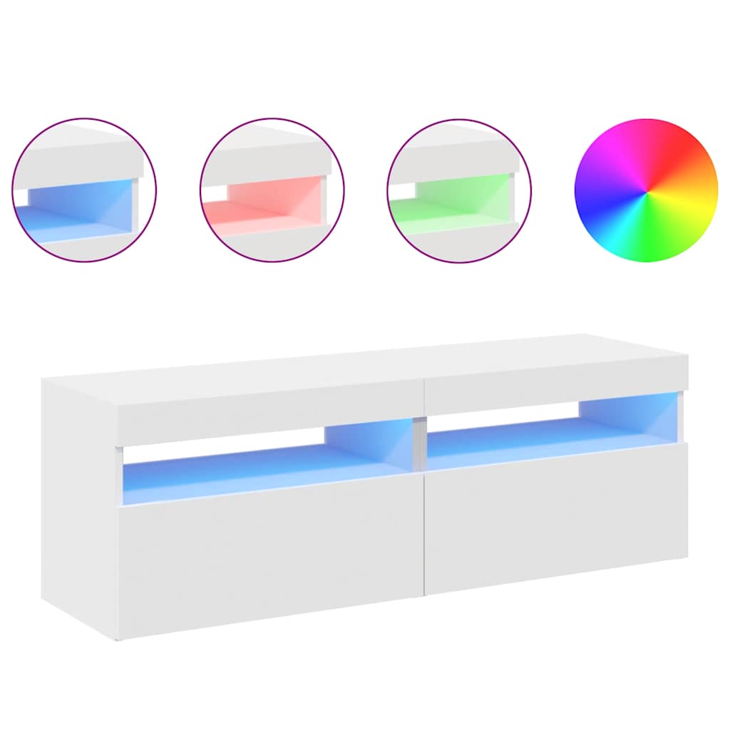 Meubles TV avec lumières LED 2 pcs Blanc 60x35x40 cm - XIOS