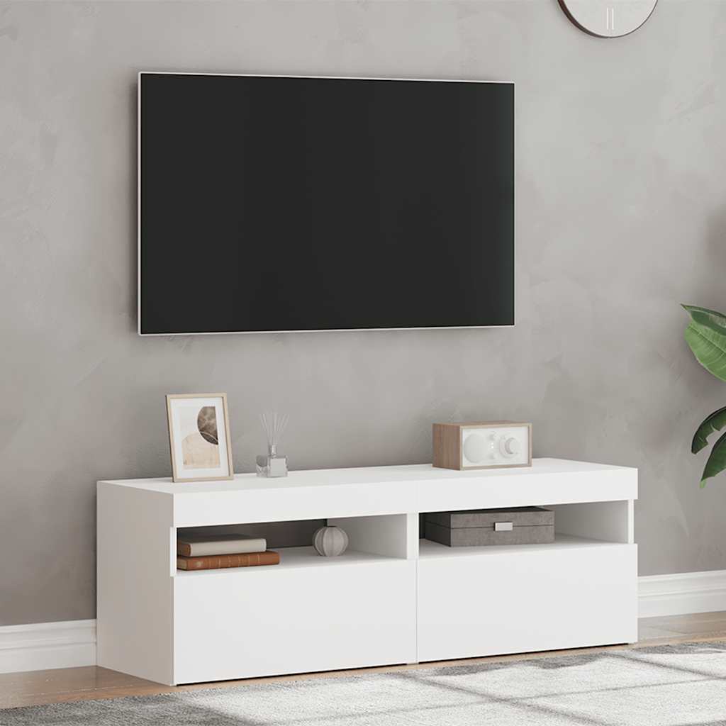 Meubles TV avec lumières LED 2 pcs Blanc 60x35x40 cm - XIOS