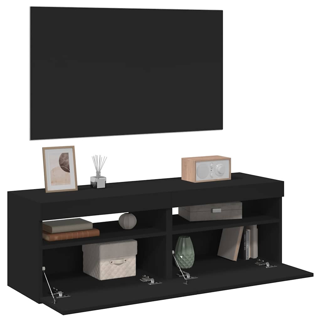 Meubles TV avec lumières LED 2 pcs Noir 60x35x40 cm Meubles TV vidaXL