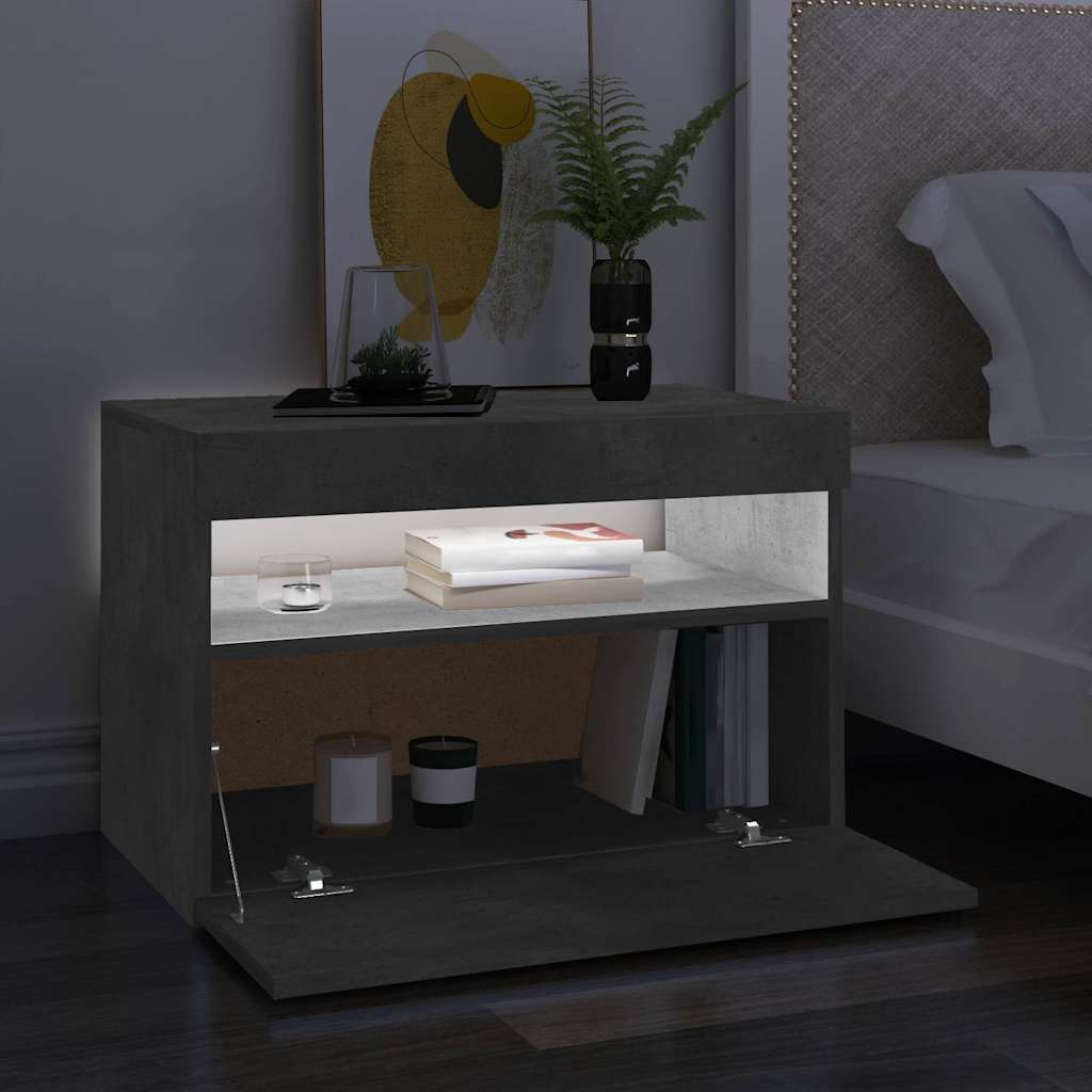 Meuble TV avec lumières LED gris béton 60x35x40 cm - XIOS