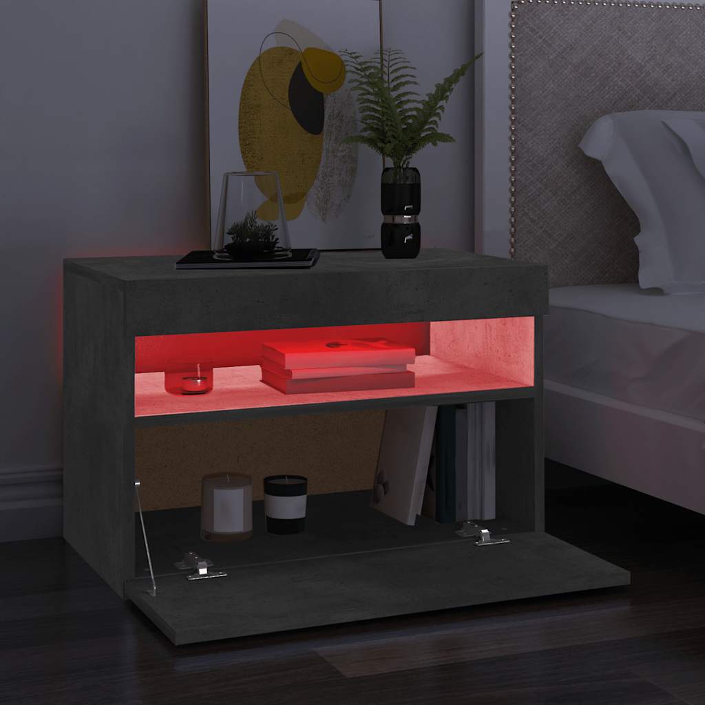 Meuble TV avec lumières LED gris béton 60x35x40 cm - XIOS