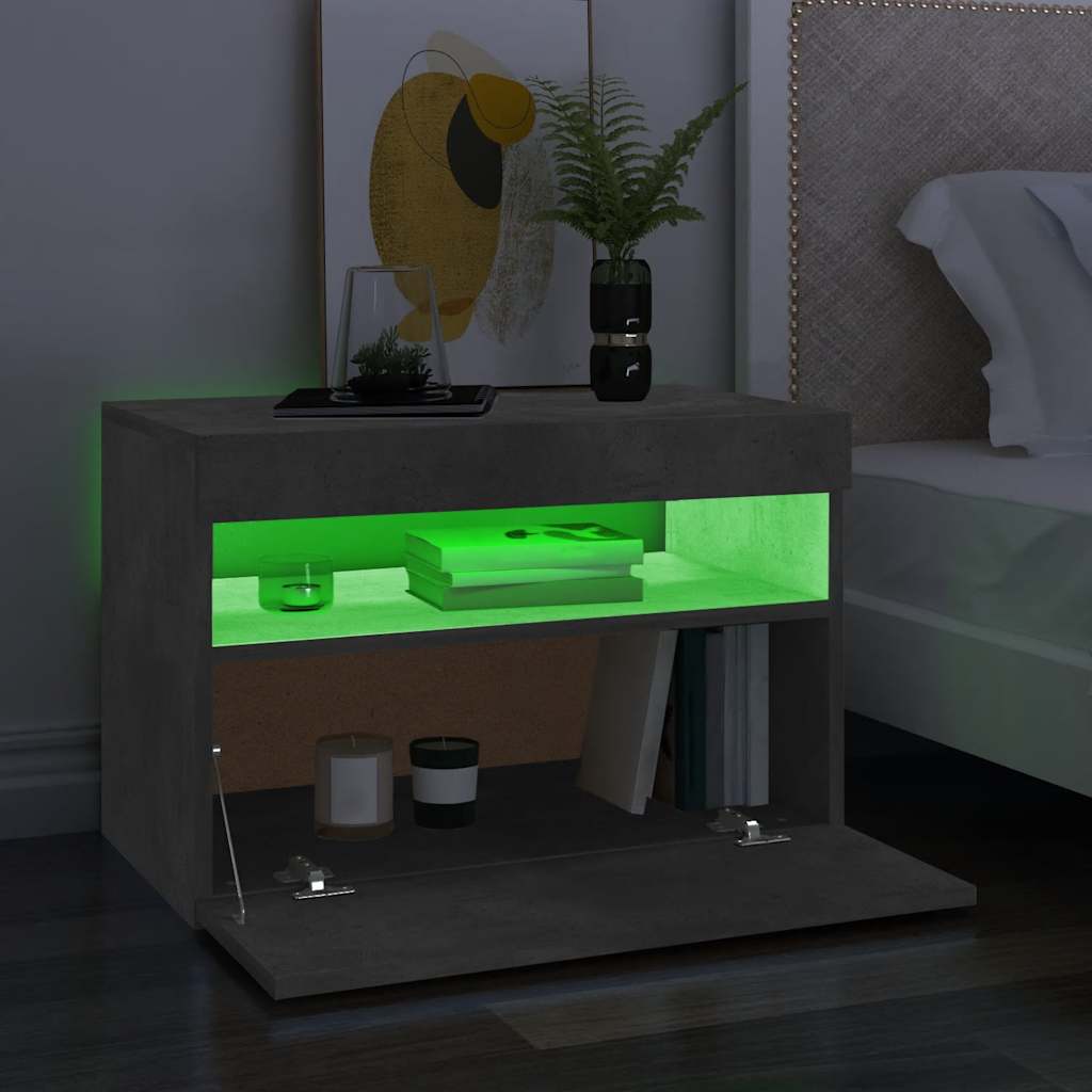 Meuble TV avec lumières LED gris béton 60x35x40 cm - XIOS