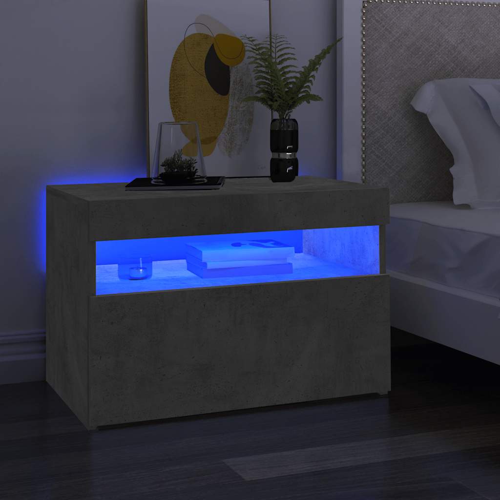 Meuble TV avec lumières LED gris béton 60x35x40 cm - XIOS