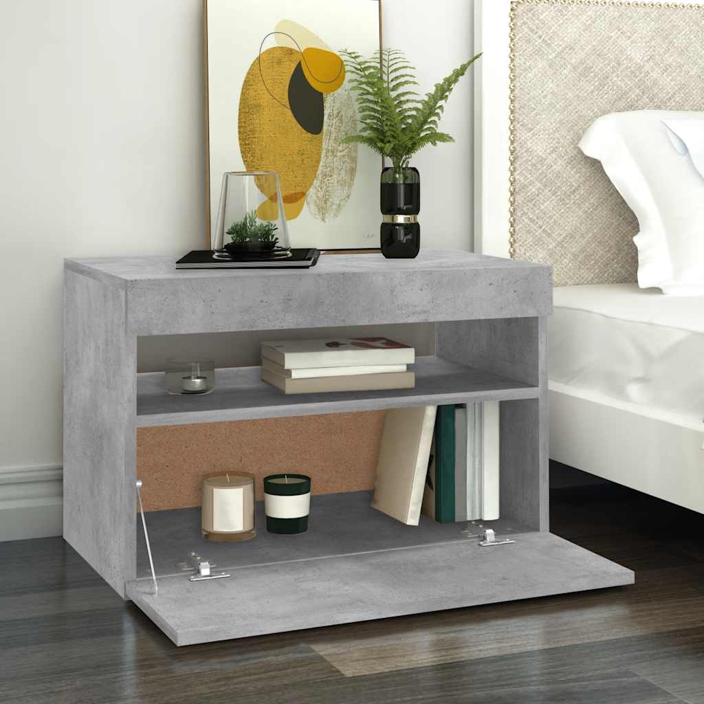 Meuble TV avec lumières LED gris béton 60x35x40 cm - XIOS