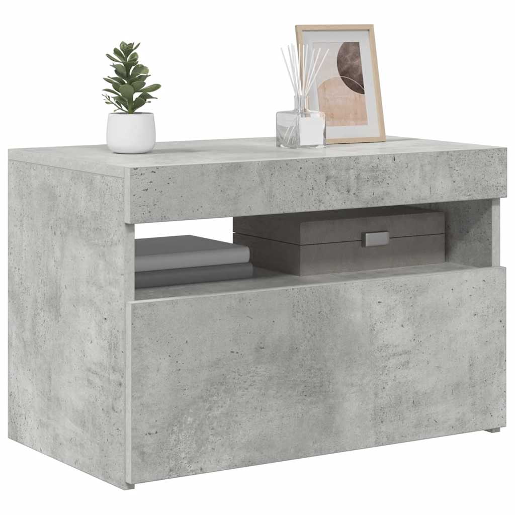 Meuble TV avec lumières LED gris béton 60x35x40 cm - XIOS